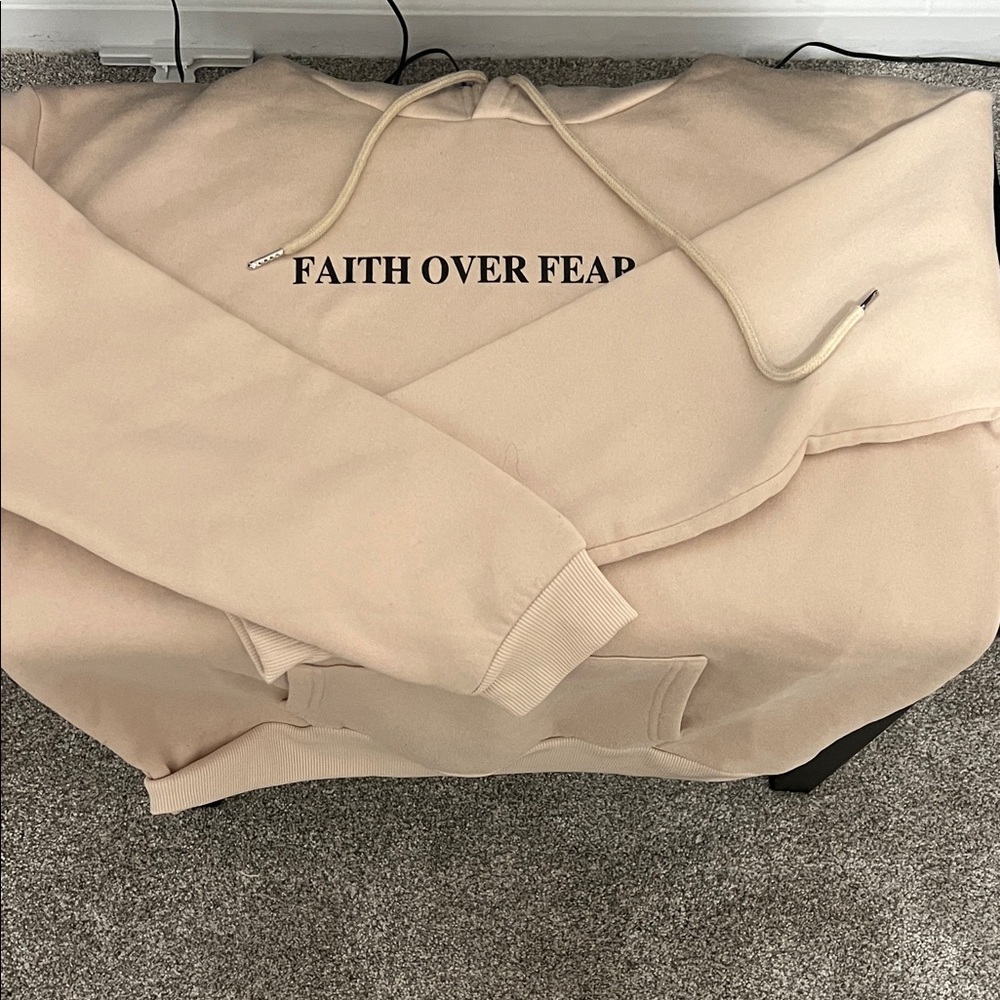 Beige 'Faith Over Fear' Hoodie